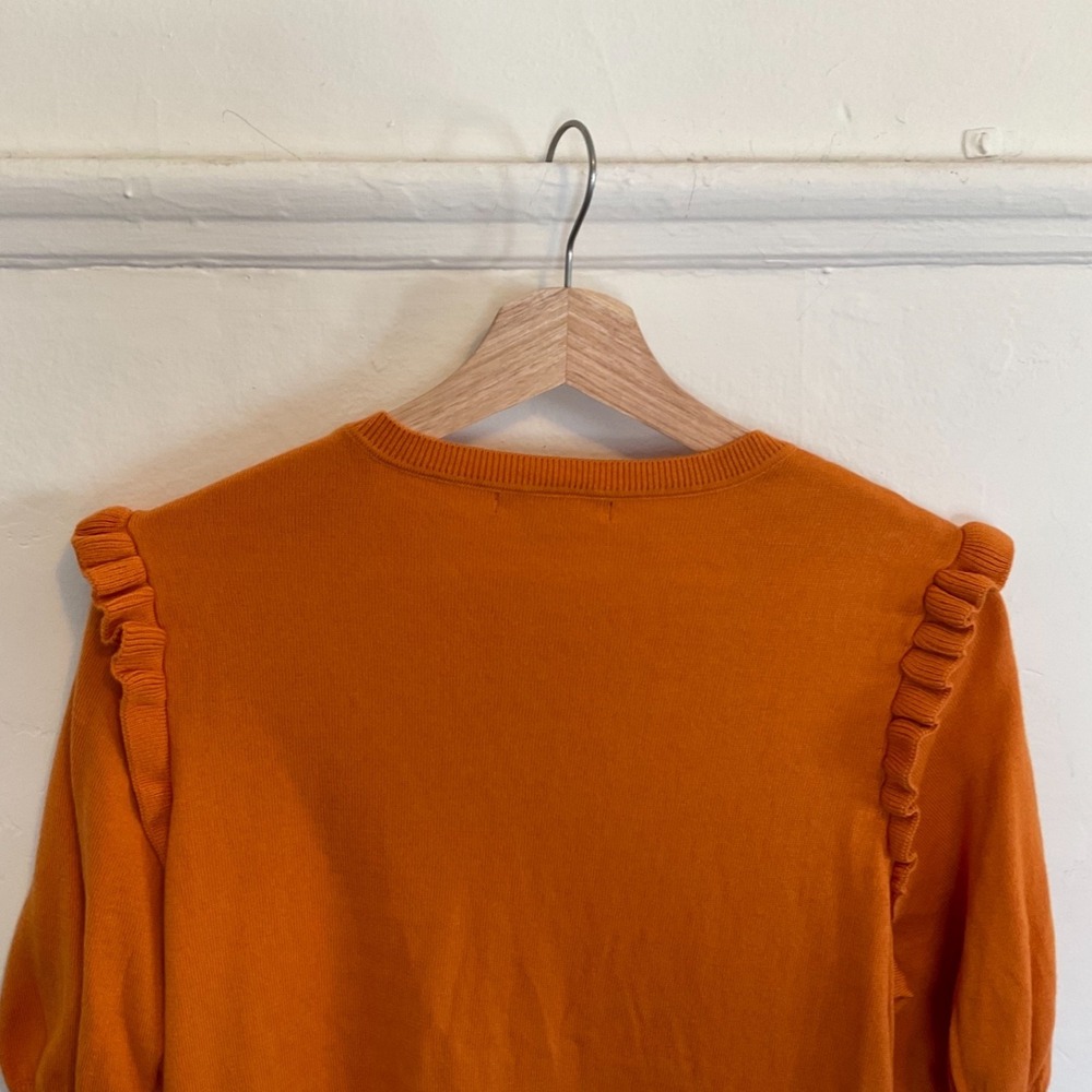 Boden Orange Ruffle-Shoulder Button Cardigan - image 8